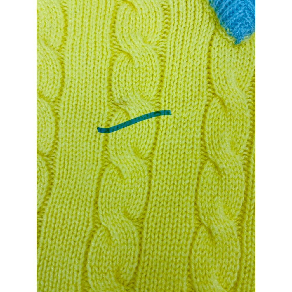 Vintage Puritan Sweater Pastel Yellow with White/Blue Trim Tennis Cricket Jumper - Picture 2 of 10